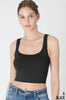 Chevron Ribbed Crop Top - Black