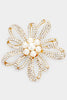 Cluster Pearl Rhinestone Pave Flower Brooch