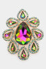 Teardrop Stone Accent Brooch - Green AB