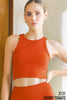 Chevron Highneck Crop Top - Cherry Tomato