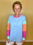 Colorblock Blue Sky Long Sleeve Tee