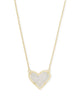 Ari Heart Short Pendant Necklace - Gold Iridescent Drusy