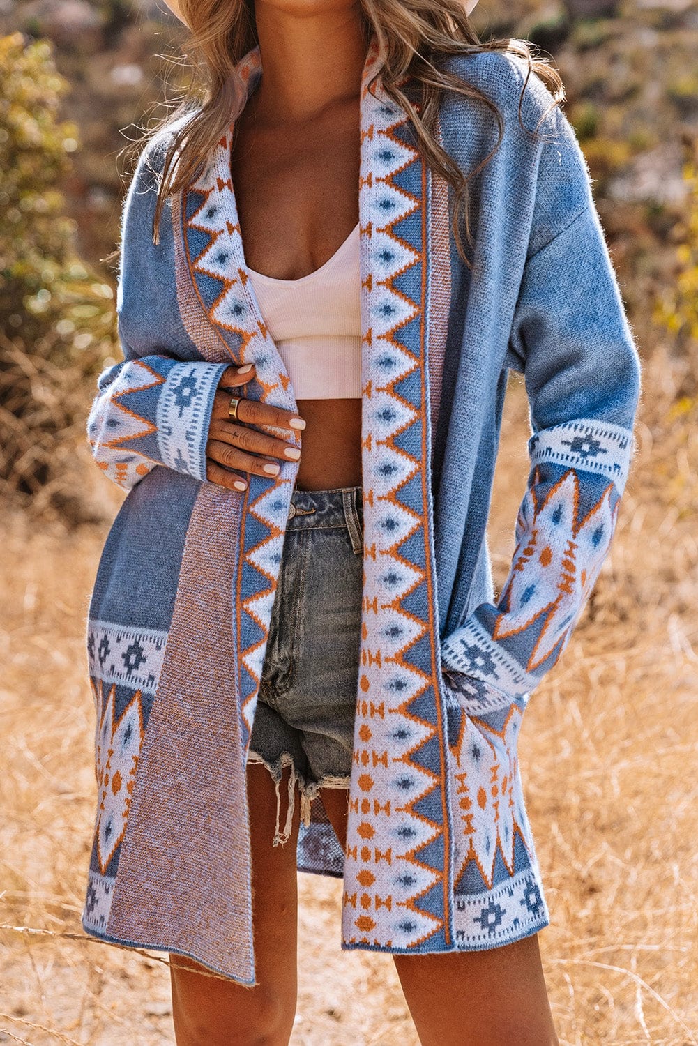 Blue Aztec Print Cardigan