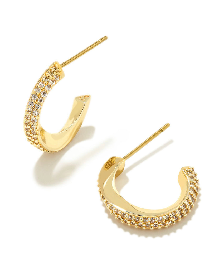 Versil 14K Yellow Gold Fancy Glimmer Infused Hoop Earrings