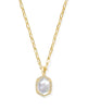 Daphne Pave Frame Pendant Necklace - Gold Iridescent Ivory Illusion