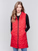 Long Quilted Puffer Vest - Cranberry