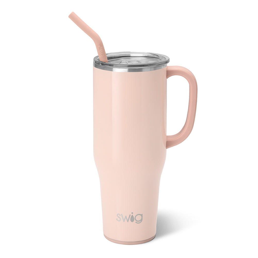 Swig Reusable Mega Mug Straw Set Coral/Blush/Pink