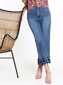 Embroidered Wide Leg Crop Jean