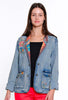 Patched Embroidered Denim Jacket