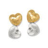 Small 2 Tone Trianon Heart Post Drop Earrings