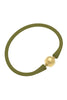 Bali 24K Gold Plated Bali Bead Silicone Bracelet - Olive