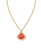 Framed Kendall Short Pendant Necklace - Gold Bronze Veined Red Fuchsia