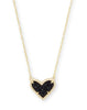 Ari Heart Necklace - Gold Black Drusy