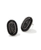 Baguette Ellie Stud Earring - Gunmetal Black Drusy